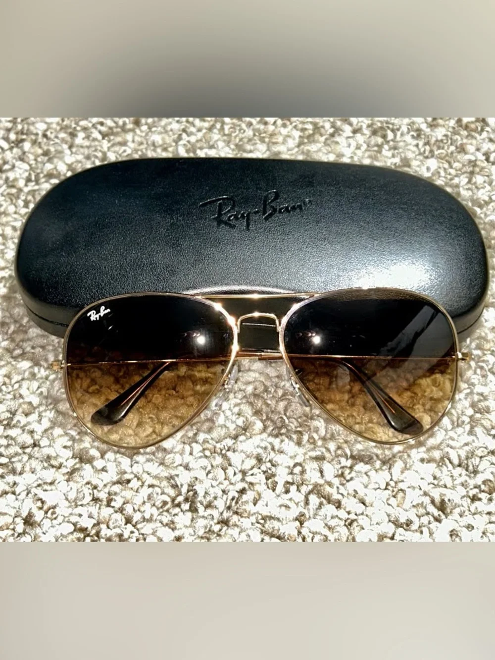 Authentic Ray-Ban Aviator Gradient Sunglasses Gold Frame Brown Gradient Lenses